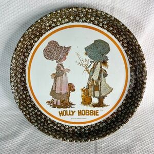 Vintage Holly Hobbie Metal Serving Tray American Greetings 13 Inch Round 1970s